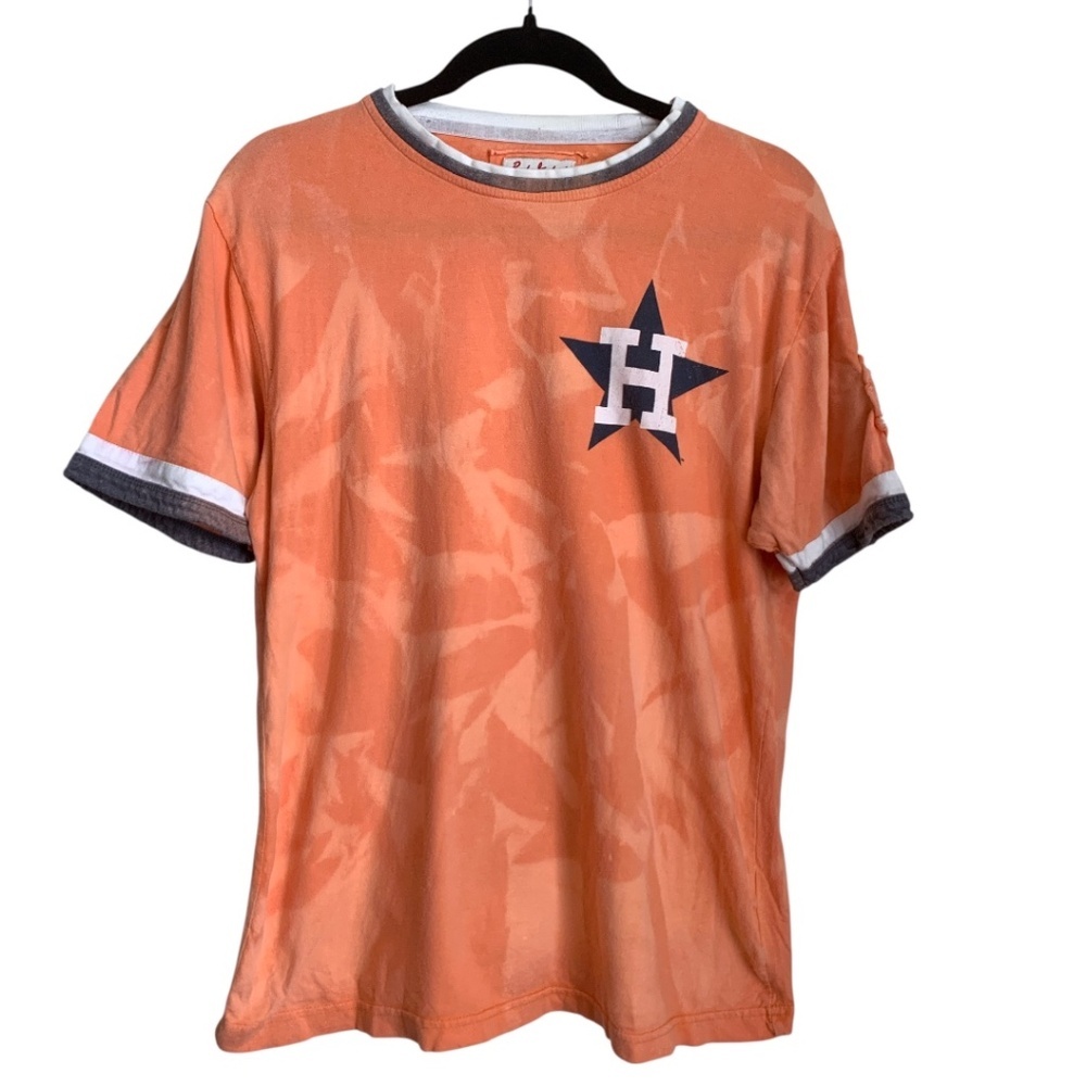 Houston Astros T-Shirt Acid Wash Shirt Medium Men's Baseball Tee Red Jacket